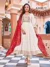 Amrut By Banwery Rayon Kurti With Bottom Dupatta Wholesale Shop In Surat